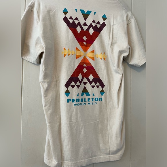 Pendleton Woolen Mills Men's Aztec Graphic Logo Shirt Beige Sz Medium - Picture 6 of 6